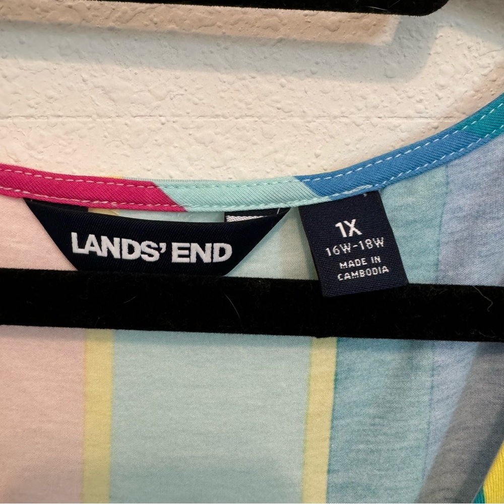 Lands End Striped Multicolor Tiered Sleeveless Maxi Dress Size 1X 16w-18w EUC - Picture 4 of 6
